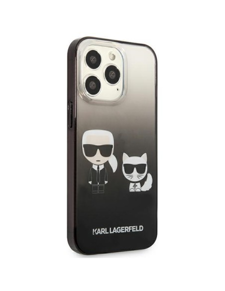 Karl Lagerfeld Gradient Ikonik Karl&Choupette dėklas, skirtas iPhone 13 Pro / iPhone 13 - juodas Karl Lagerfeld Gradient Ikonik Karl&Choupette dėklas, skirtas iPhone 13 Pro / iPhone 13 - juodas