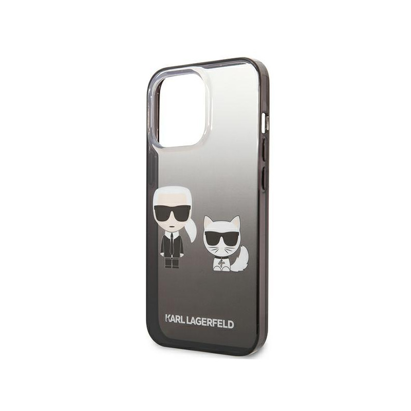 Karl Lagerfeld Gradient Ikonik Karl&Choupette dėklas, skirtas iPhone 13 Pro / iPhone 13 - juodas