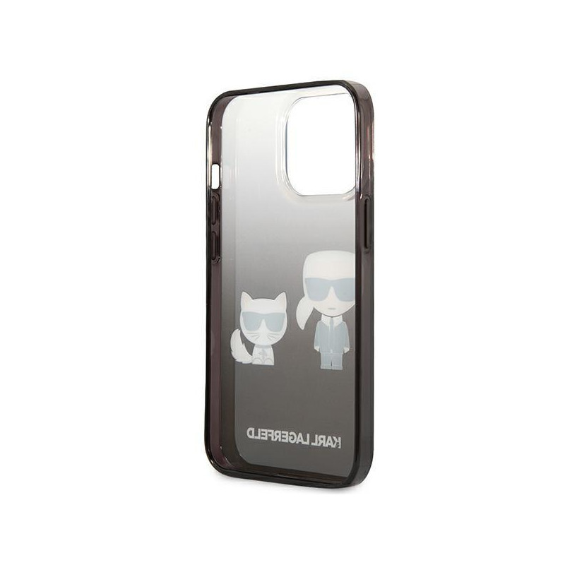 Karl Lagerfeld Gradient Ikonik Karl&Choupette dėklas, skirtas iPhone 13 Pro / iPhone 13 - juodas