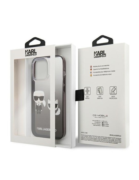 Karl Lagerfeld Gradient Ikonik Karl&Choupette dėklas, skirtas iPhone 13 Pro / iPhone 13 - juodas Karl Lagerfeld Gradient Ikonik Karl&Choupette dėklas, skirtas iPhone 13 Pro / iPhone 13 - juodas