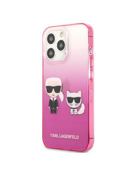 Karl Lagerfeld Gradient Ikonik Karl&Choupette dėklas, skirtas iPhone 13 Pro / iPhone 13 - rožinis Karl Lagerfeld Gradient Ikonik Karl&Choupette dėklas, skirtas iPhone 13 Pro / iPhone 13 - rožinis