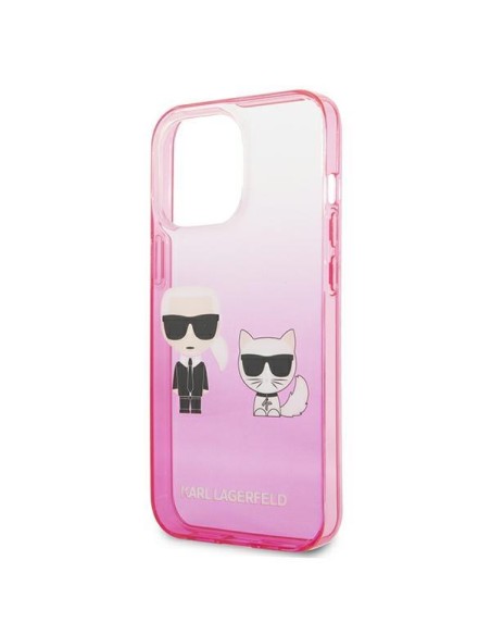 Karl Lagerfeld Gradient Ikonik Karl&Choupette dėklas, skirtas iPhone 13 Pro / iPhone 13 - rožinis Karl Lagerfeld Gradient Ikonik Karl&Choupette dėklas, skirtas iPhone 13 Pro / iPhone 13 - rožinis