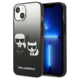 Karl Lagerfeld Gradient Ikonik Karl&Choupette dėklas iPhone 13 mini - juodas