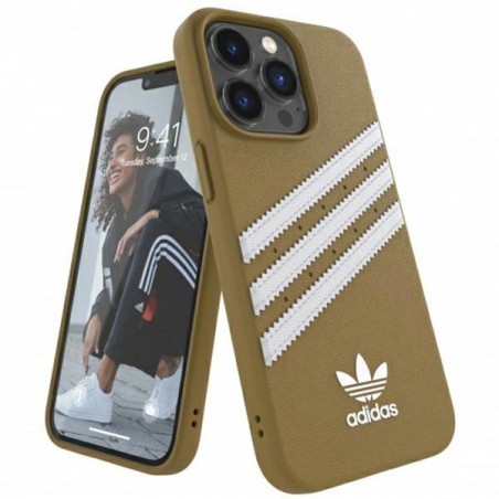 Adidas OR Molded Case PU, skirtas iPhone 13 Pro / iPhone 13 - smėlio ir aukso spalvos Adidas OR Molded Case PU, skirtas iPhone 13 Pro / iPhone 13 - smėlio ir aukso spalvos