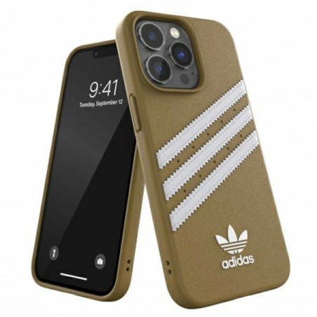 Adidas OR Molded Case PU, skirtas iPhone 13 Pro / iPhone 13 - smėlio ir aukso spalvos Adidas OR Molded Case PU, skirtas iPhone 13 Pro / iPhone 13 - smėlio ir aukso spalvos