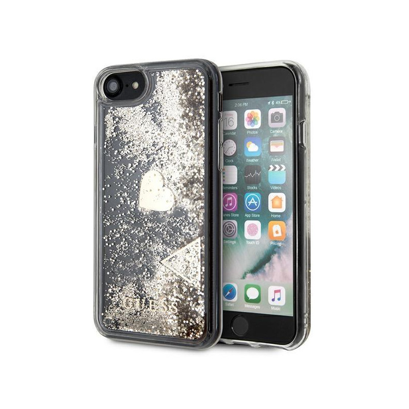 Guess Glitter Charms dėklas, skirtas iPhone SE 2022 / SE 2020 / 7 / 8 - auksinis Guess Glitter Charms dėklas, skirtas iPhone SE 2022 / SE 2020 / 7 / 8 - auksinis