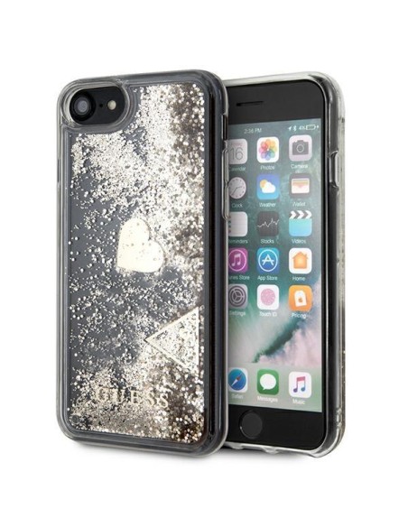 Guess Glitter Charms dėklas, skirtas iPhone SE 2022 / SE 2020 / 7 / 8 - auksinis Guess Glitter Charms dėklas, skirtas iPhone SE 2022 / SE 2020 / 7 / 8 - auksinis