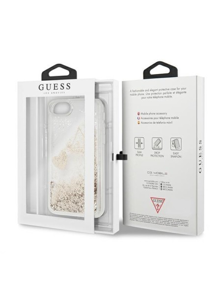 Guess Glitter Charms dėklas, skirtas iPhone SE 2022 / SE 2020 / 7 / 8 - auksinis Guess Glitter Charms dėklas, skirtas iPhone SE 2022 / SE 2020 / 7 / 8 - auksinis