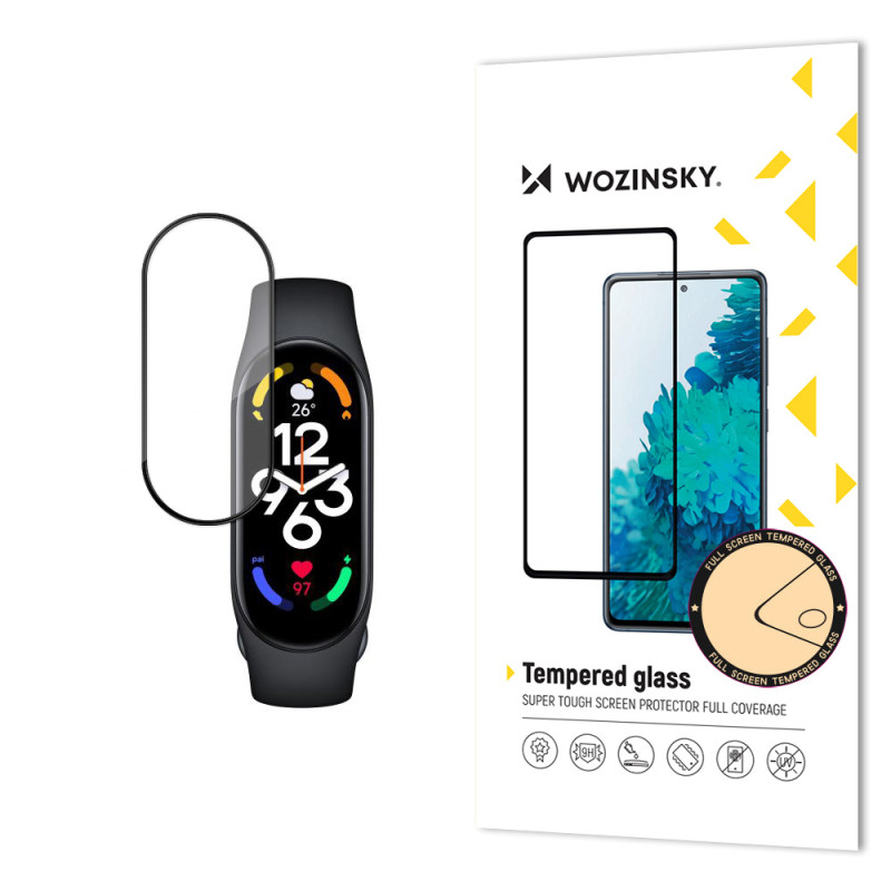 Wozinsky Full Glue Xiaomi Mi Band 7 grūdinto stiklo ekranas juodas