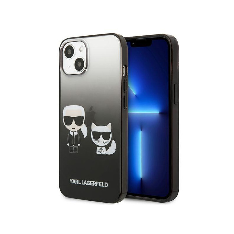 Karl Lagerfeld Gradient Ikonik Karl&Choupette dėklas iPhone 13 mini - juodas Karl Lagerfeld Gradient Ikonik Karl&Choupette dėklas iPhone 13 mini - juodas