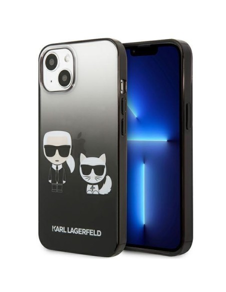 Karl Lagerfeld Gradient Ikonik Karl&Choupette dėklas iPhone 13 mini - juodas Karl Lagerfeld Gradient Ikonik Karl&Choupette dėklas iPhone 13 mini - juodas
