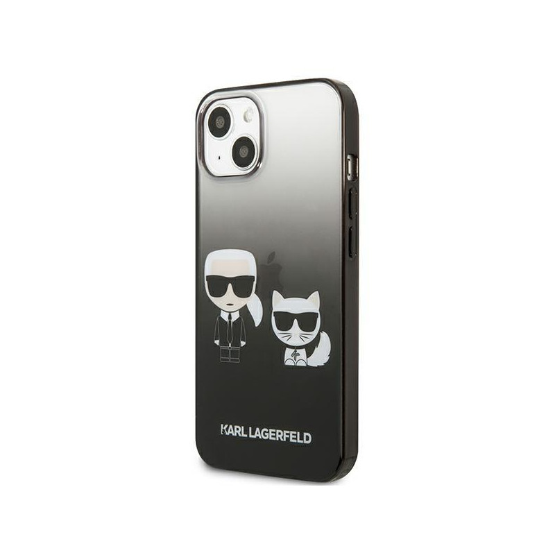 Karl Lagerfeld Gradient Ikonik Karl&Choupette dėklas iPhone 13 mini - juodas