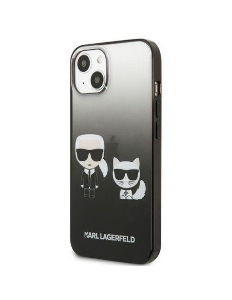 Karl Lagerfeld Gradient Ikonik Karl&Choupette dėklas iPhone 13 mini - juodas Karl Lagerfeld Gradient Ikonik Karl&Choupette dėklas iPhone 13 mini - juodas