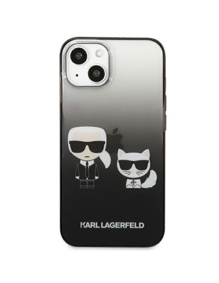 Karl Lagerfeld Gradient Ikonik Karl&Choupette dėklas iPhone 13 mini - juodas Karl Lagerfeld Gradient Ikonik Karl&Choupette dėklas iPhone 13 mini - juodas