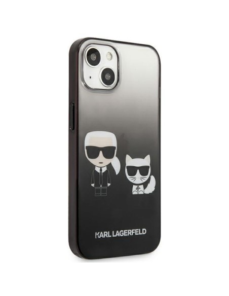 Karl Lagerfeld Gradient Ikonik Karl&Choupette dėklas iPhone 13 mini - juodas Karl Lagerfeld Gradient Ikonik Karl&Choupette dėklas iPhone 13 mini - juodas
