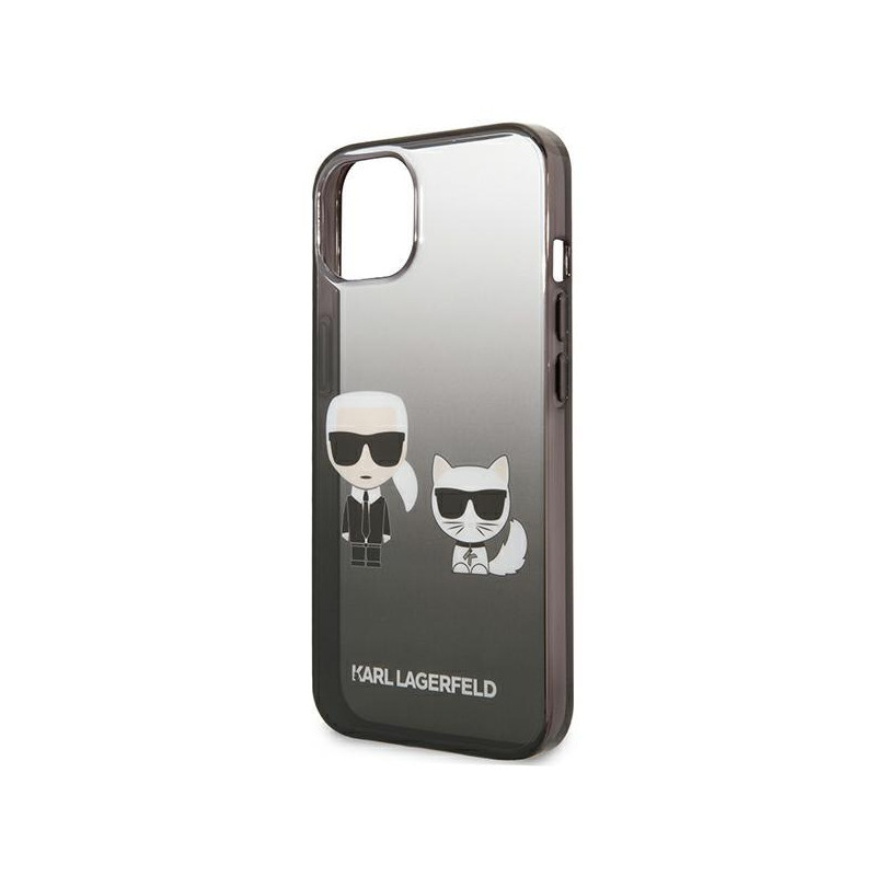 Karl Lagerfeld Gradient Ikonik Karl&Choupette dėklas iPhone 13 mini - juodas