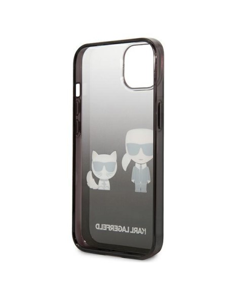 Karl Lagerfeld Gradient Ikonik Karl&Choupette dėklas iPhone 13 mini - juodas Karl Lagerfeld Gradient Ikonik Karl&Choupette dėklas iPhone 13 mini - juodas