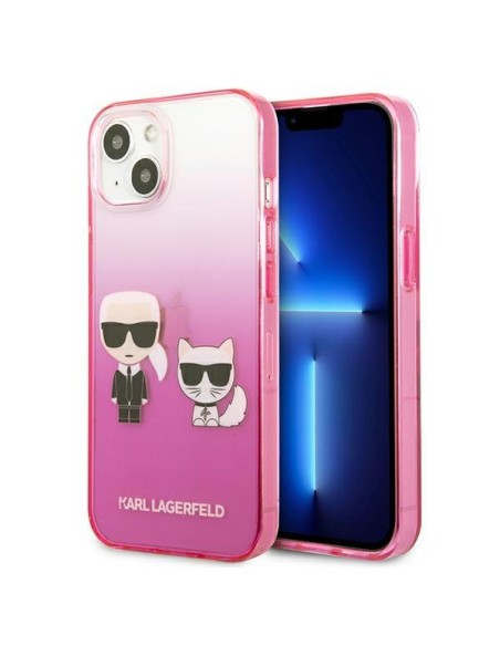 Karl Lagerfeld Gradient Ikonik Karl&Choupette dėklas iPhone 13 mini - rožinis Karl Lagerfeld Gradient Ikonik Karl&Choupette dėklas iPhone 13 mini - rožinis