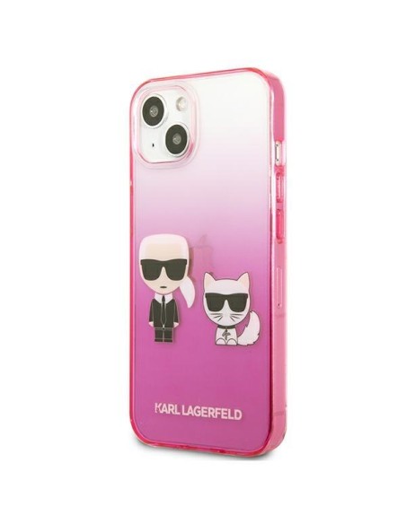 Karl Lagerfeld Gradient Ikonik Karl&Choupette dėklas iPhone 13 mini - rožinis Karl Lagerfeld Gradient Ikonik Karl&Choupette dėklas iPhone 13 mini - rožinis