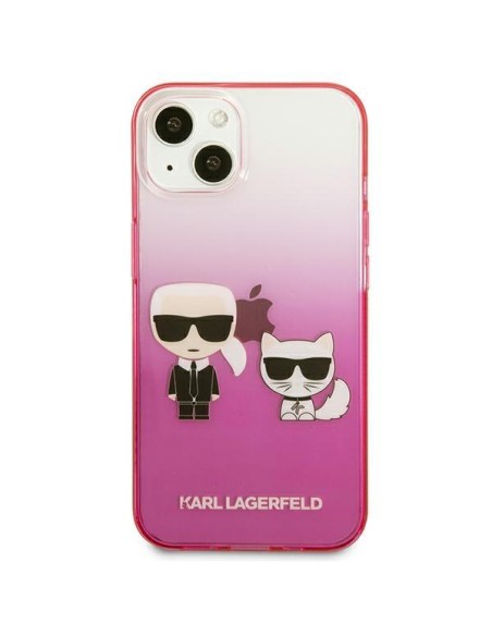 Karl Lagerfeld Gradient Ikonik Karl&Choupette dėklas iPhone 13 mini - rožinis Karl Lagerfeld Gradient Ikonik Karl&Choupette dėklas iPhone 13 mini - rožinis