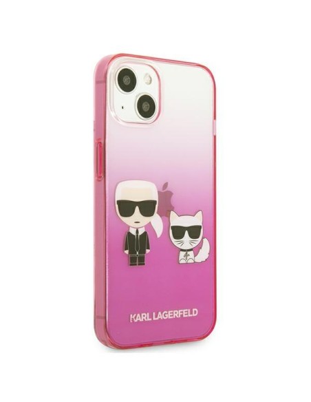 Karl Lagerfeld Gradient Ikonik Karl&Choupette dėklas iPhone 13 mini - rožinis Karl Lagerfeld Gradient Ikonik Karl&Choupette dėklas iPhone 13 mini - rožinis