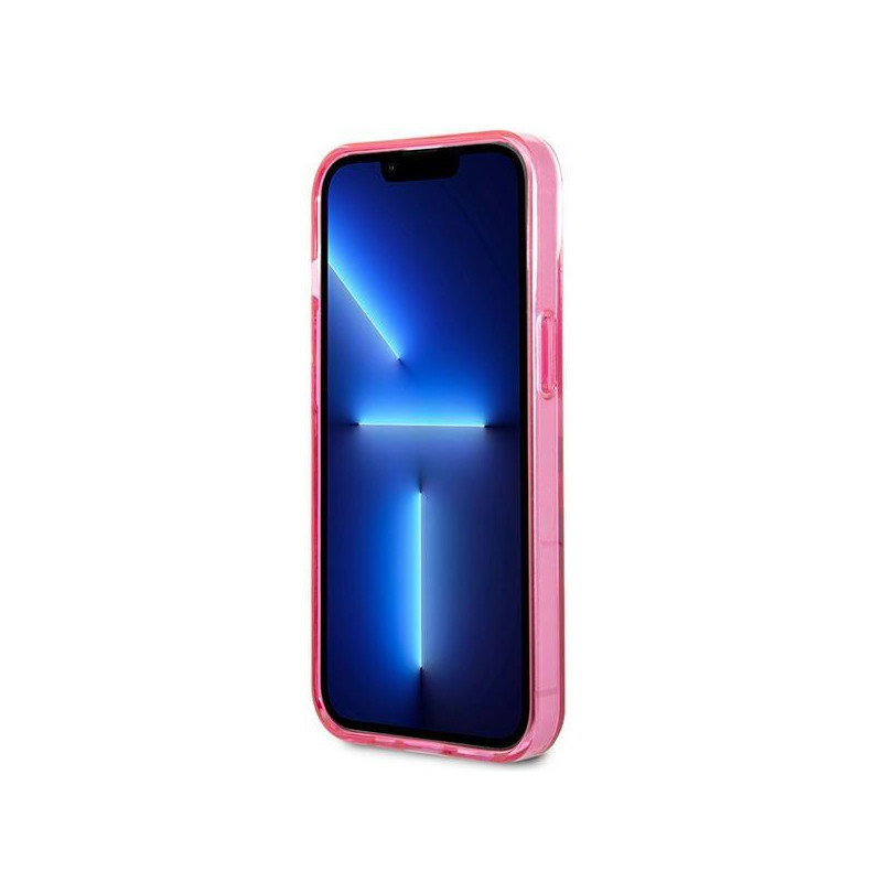 Karl Lagerfeld Gradient Ikonik Karl&Choupette dėklas iPhone 13 mini - rožinis