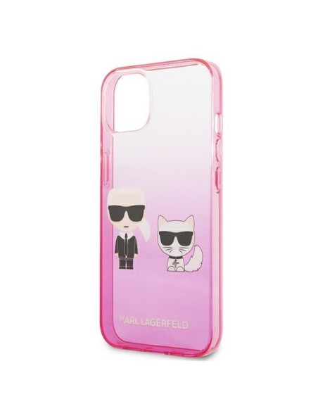 Karl Lagerfeld Gradient Ikonik Karl&Choupette dėklas iPhone 13 mini - rožinis Karl Lagerfeld Gradient Ikonik Karl&Choupette dėklas iPhone 13 mini - rožinis
