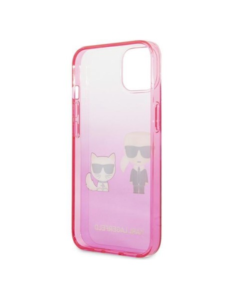 Karl Lagerfeld Gradient Ikonik Karl&Choupette dėklas iPhone 13 mini - rožinis Karl Lagerfeld Gradient Ikonik Karl&Choupette dėklas iPhone 13 mini - rožinis