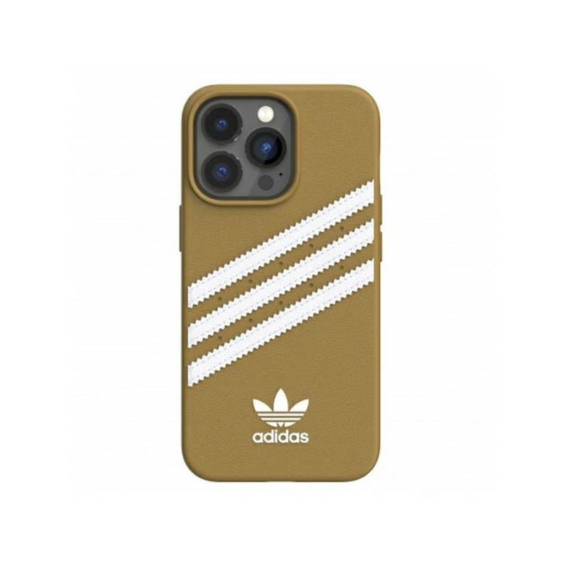 Adidas OR Molded Case PU, skirtas iPhone 13 Pro / iPhone 13 - smėlio ir aukso spalvos