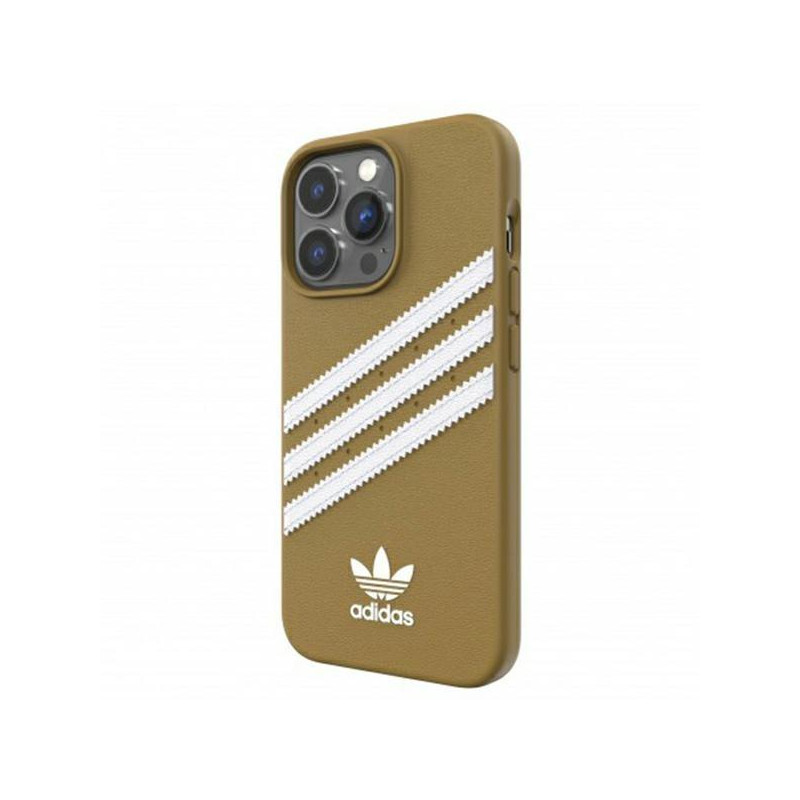 Adidas OR Molded Case PU, skirtas iPhone 13 Pro / iPhone 13 - smėlio ir aukso spalvos