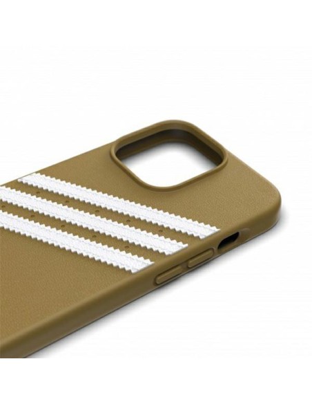 Adidas OR Molded Case PU, skirtas iPhone 13 Pro / iPhone 13 - smėlio ir aukso spalvos Adidas OR Molded Case PU, skirtas iPhone 13 Pro / iPhone 13 - smėlio ir aukso spalvos