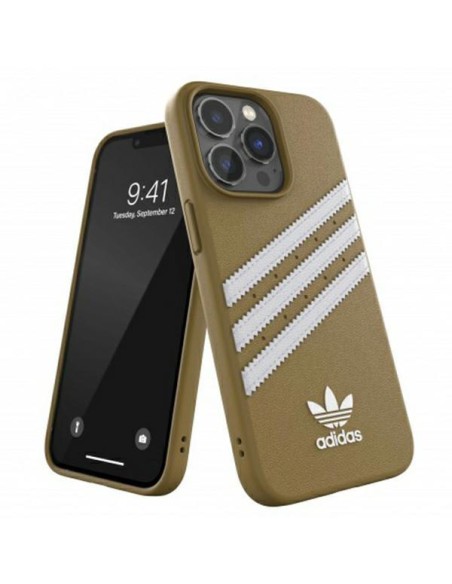 Adidas OR Molded Case PU, skirtas iPhone 13 Pro / iPhone 13 - smėlio ir aukso spalvos Adidas OR Molded Case PU, skirtas iPhone 13 Pro / iPhone 13 - smėlio ir aukso spalvos