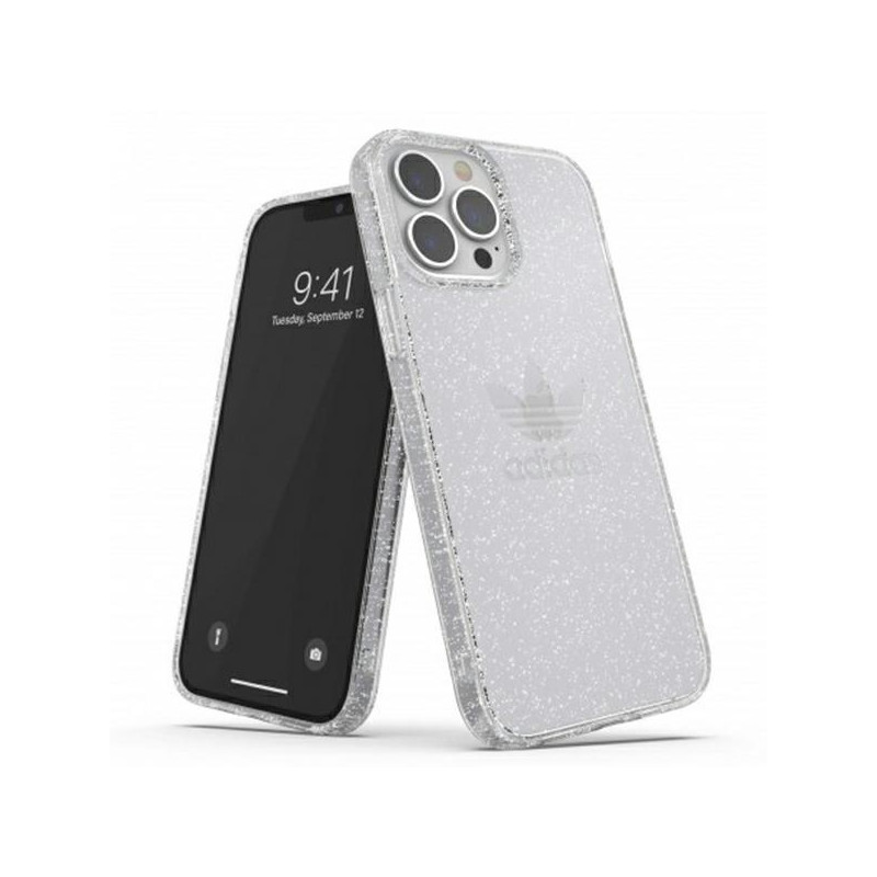 Adidas OR Protective Clear Case Glitter dėklas iPhone 13 Pro Max - skaidrus ir sidabrinis Adidas OR Protective Clear Case Glitter dėklas iPhone 13 Pro Max - skaidrus ir sidabrinis