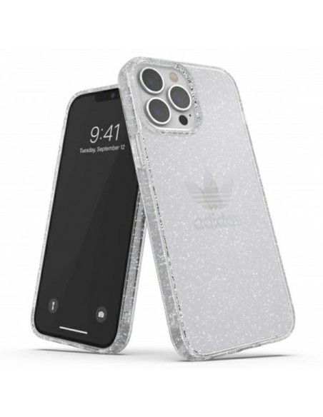 Adidas OR Protective Clear Case Glitter dėklas iPhone 13 Pro Max - skaidrus ir sidabrinis Adidas OR Protective Clear Case Glitter dėklas iPhone 13 Pro Max - skaidrus ir sidabrinis