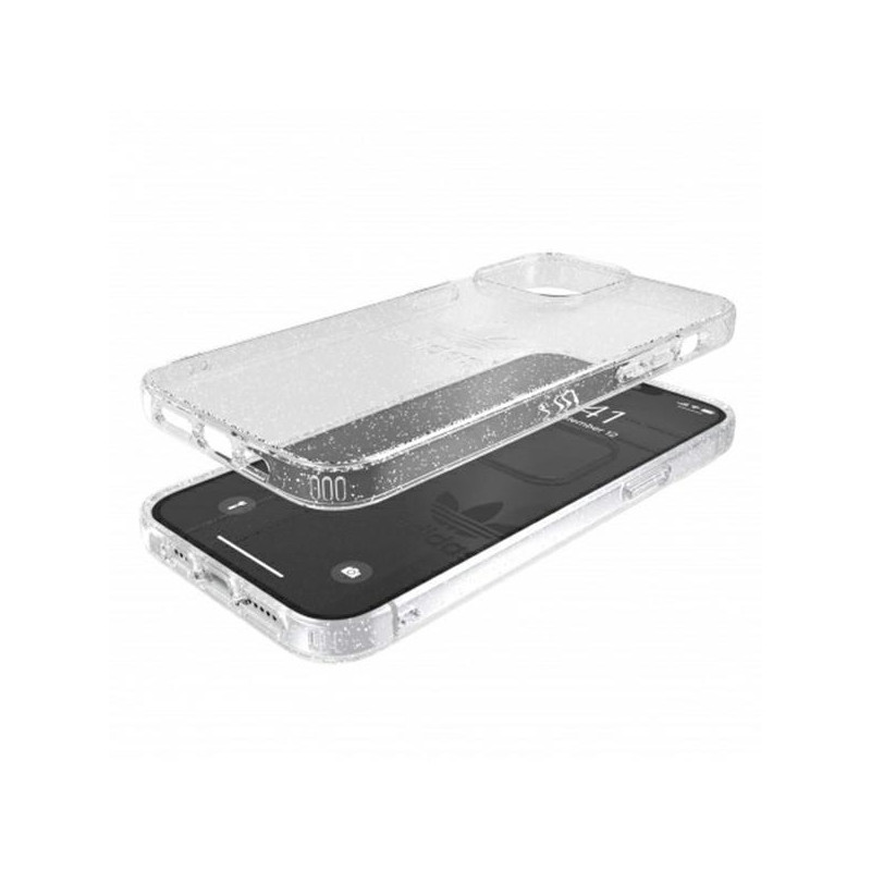 Adidas OR Protective Clear Case Glitter dėklas iPhone 13 Pro Max - skaidrus ir sidabrinis
