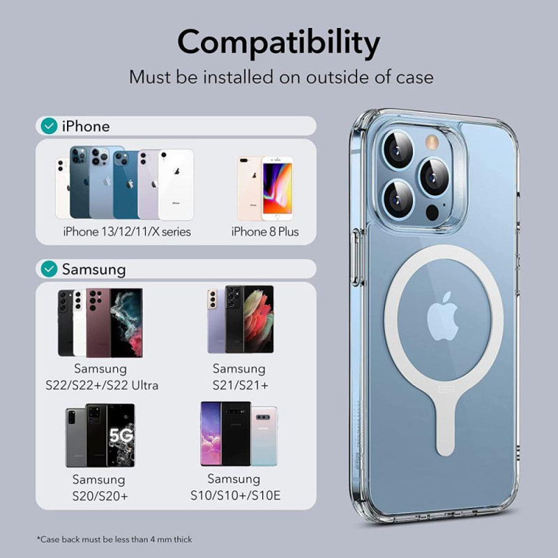 MagSafe ESR Halolock universalus žiedas - baltas 2 vnt.