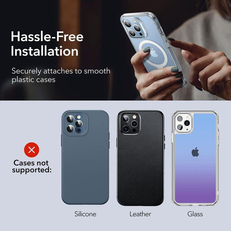 MagSafe ESR Halolock universalus žiedas - baltas 2 vnt.