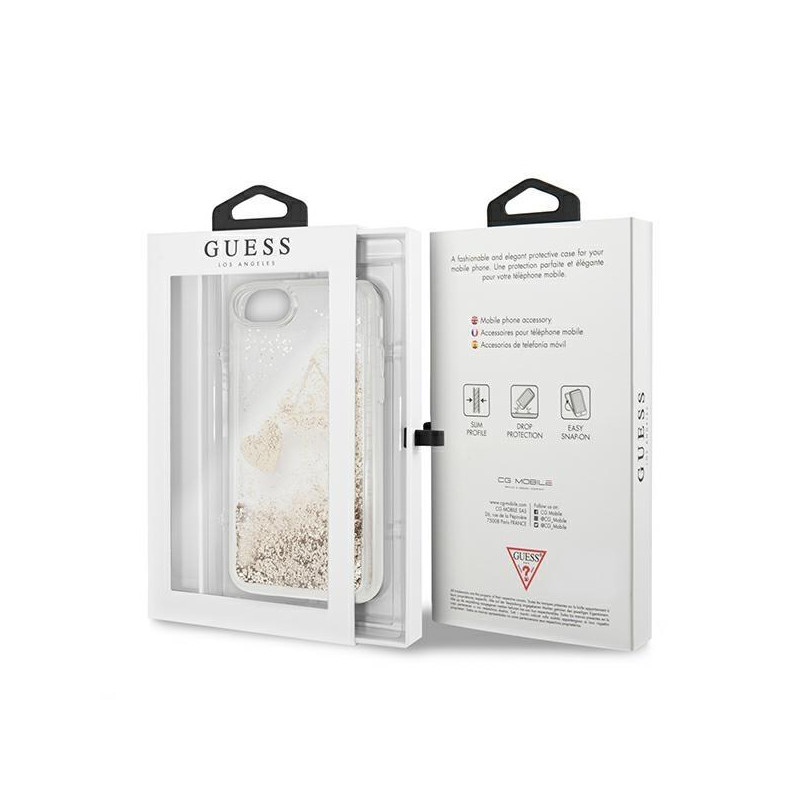Guess Glitter Charms dėklas, skirtas iPhone SE 2022 / SE 2020 / 7 / 8 - auksinis