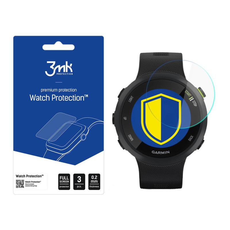 3mk Watch Protection™ hibridinis stiklas v. FlexibleGlass Lite, esantis Garmin Forerunner 45 3mk Watch Protection™ hibridinis stiklas v. FlexibleGlass Lite, esantis Garmin Forerunner 45