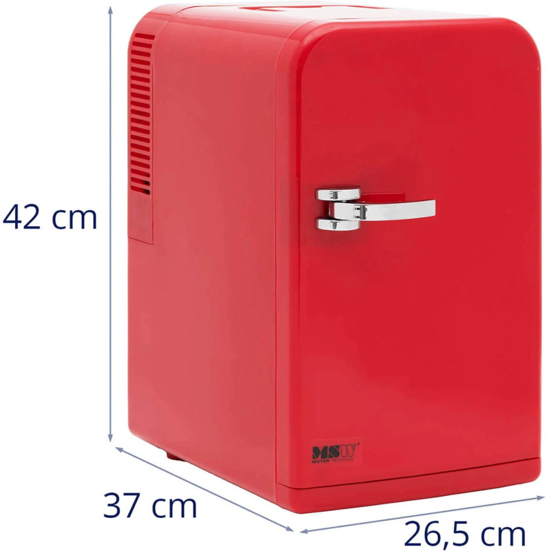 Mini kambarinis automobilinis šaldytuvas su šildymo funkcija 12 / 240 V 15 l - raudonas