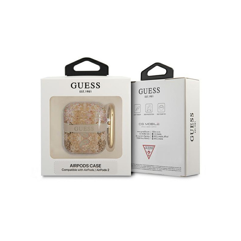 Guess Paisley Strap Collection dėklas, skirtas AirPods 1/ 2 – auksinis