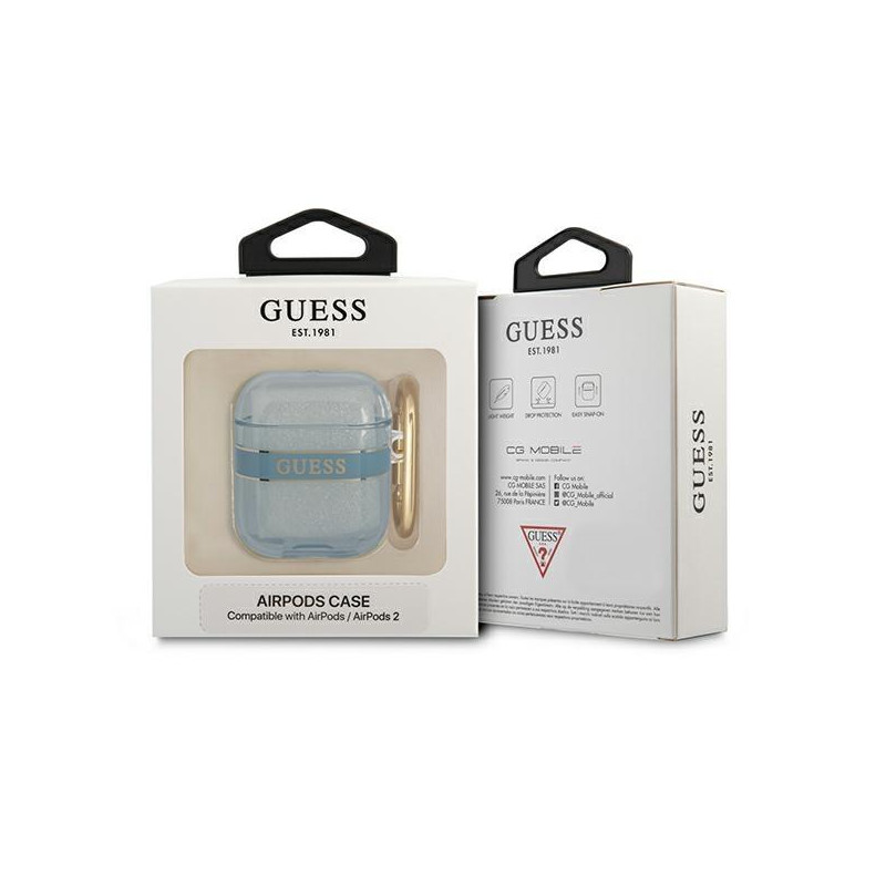 Guess Strap Collection dėklas, skirtas AirPods 1/ 2 – mėlynas