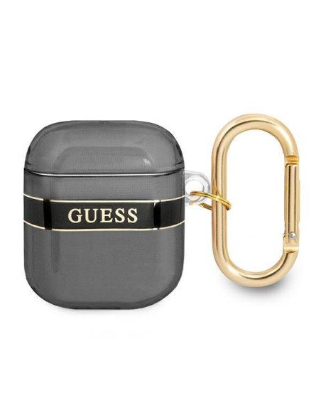 Guess Strap Collection dėklas, skirtas AirPods 1/ 2 – juodas