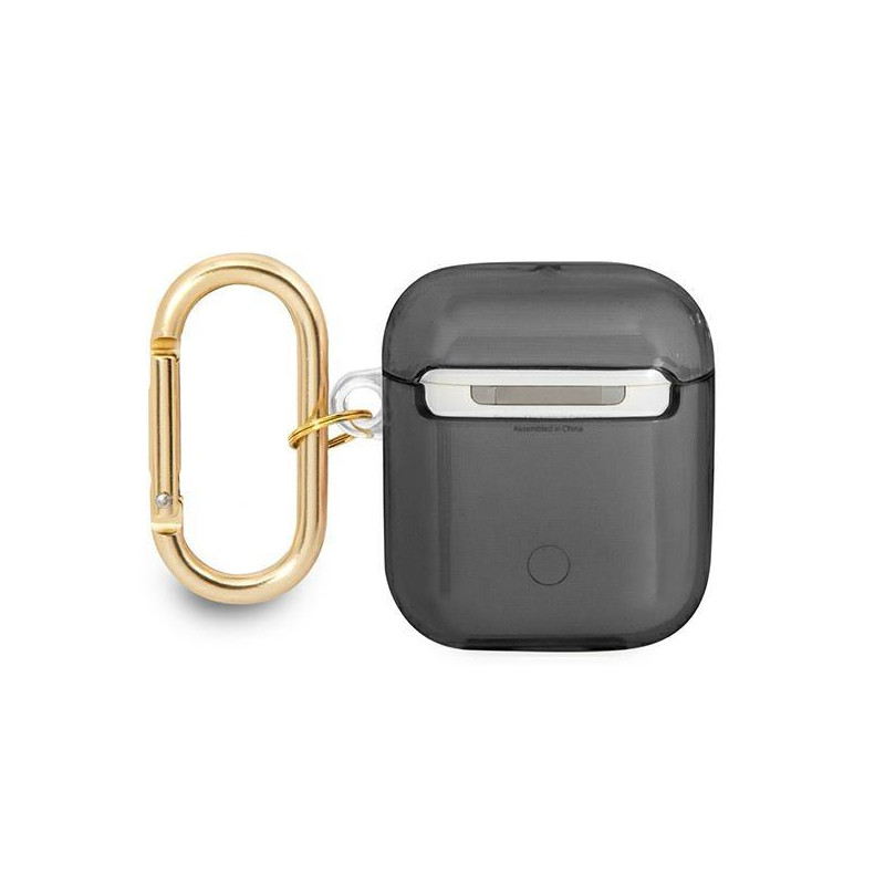 Guess Strap Collection dėklas, skirtas AirPods 1/ 2 – juodas