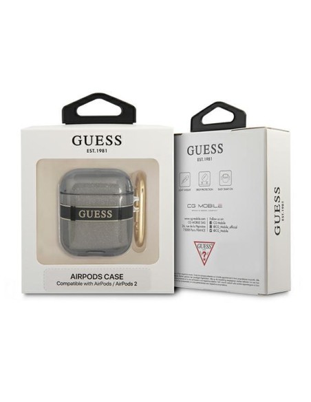 Guess Strap Collection dėklas, skirtas AirPods 1/ 2 – juodas
