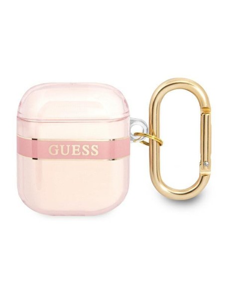 Guess Strap Collection dėklas, skirtas AirPods 1/ 2 – rožinis