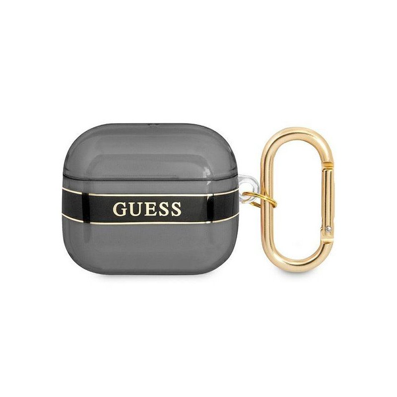 Guess Strap Collection dėklas, skirtas AirPods 3 dangteliui - juodas Guess Strap Collection dėklas, skirtas AirPods 3 dangteliui - juodas