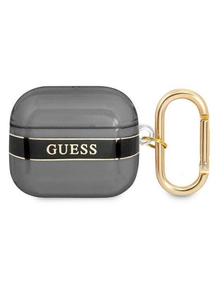 Guess Strap Collection dėklas, skirtas AirPods 3 dangteliui - juodas Guess Strap Collection dėklas, skirtas AirPods 3 dangteliui - juodas