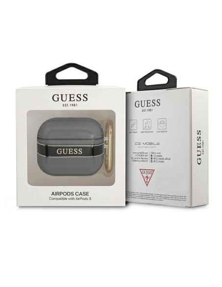 Guess Strap Collection dėklas, skirtas AirPods 3 dangteliui - juodas Guess Strap Collection dėklas, skirtas AirPods 3 dangteliui - juodas