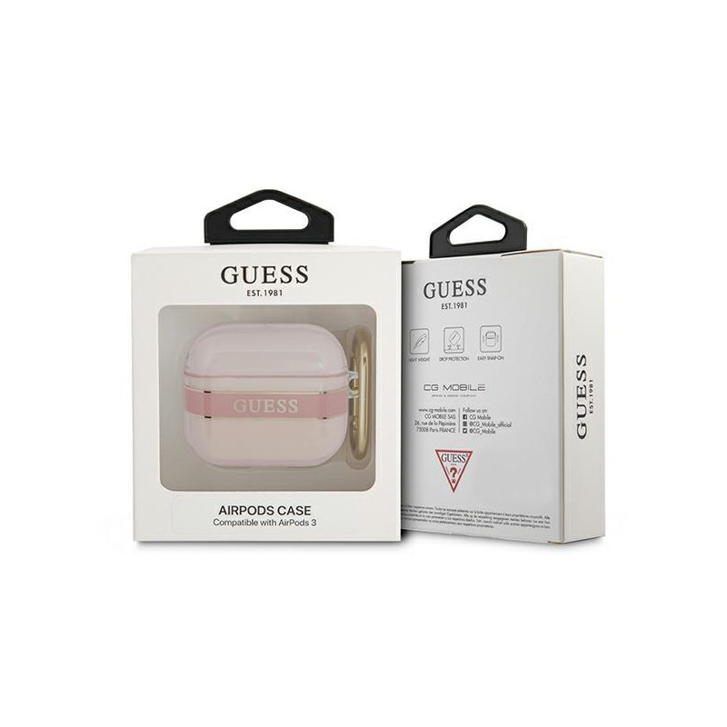 Guess Strap Collection dėklas, skirtas AirPods 3 dangteliui – rožinis